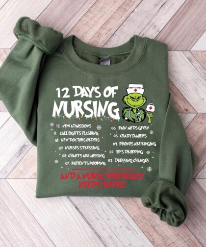 Funny Christmas Grinchmas Nurse Sweatshirt, Christmas Gift For Nurse, Nurse Christmas Sweatshirt, Grinch Hoodie