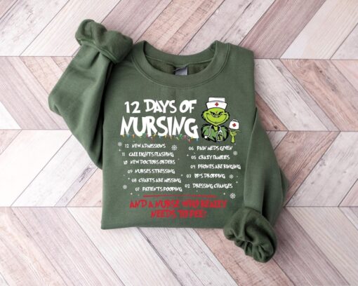 Funny Christmas Grinchmas Nurse Sweatshirt, Christmas Gift For Nurse, Nurse Christmas Sweatshirt, Grinch Hoodie