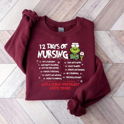 Funny Christmas Grinchmas Nurse Sweatshirt, Christmas Gift For Nurse, Nurse Christmas Sweatshirt, Grinch Hoodie