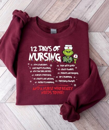 Funny Christmas Grinchmas Nurse Sweatshirt, Christmas Gift For Nurse, Nurse Christmas Sweatshirt, Grinch Hoodie