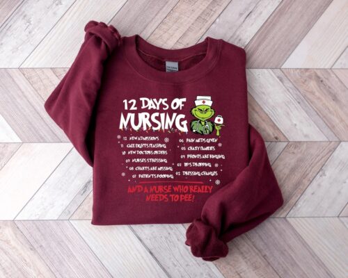 Funny Christmas Grinchmas Nurse Sweatshirt, Christmas Gift For Nurse, Nurse Christmas Sweatshirt, Grinch Hoodie