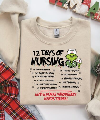 Funny Christmas Grinchmas Nurse Sweatshirt, Christmas Gift For Nurse, Nurse Christmas Sweatshirt, Grinch Hoodie