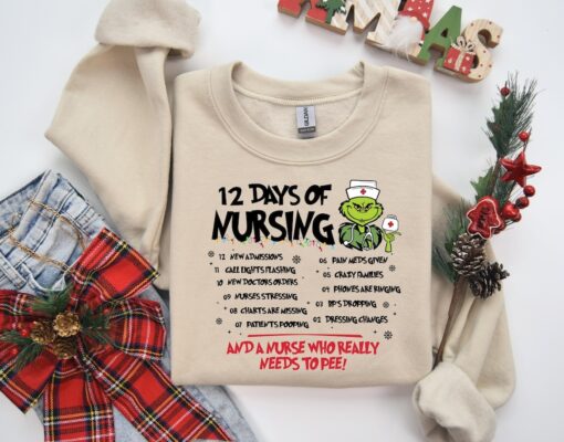 Funny Christmas Grinchmas Nurse Sweatshirt, Christmas Gift For Nurse, Nurse Christmas Sweatshirt, Grinch Hoodie