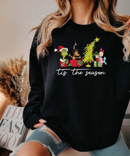 Merry Grinchmas: Tis the Season Trendy Grinch Christmas Sweatshirt - Unique Grinch Design, Premium Material Sweater