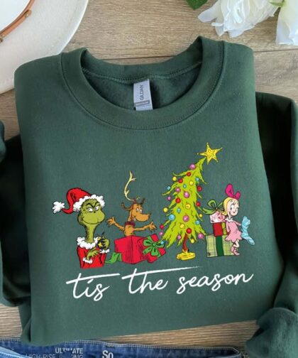 Merry Grinchmas: Tis the Season Trendy Grinch Christmas Sweatshirt - Unique Grinch Design, Premium Material Sweater