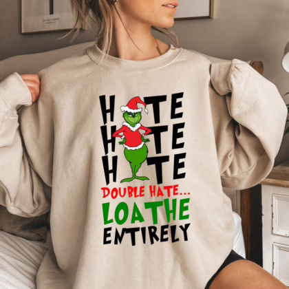 Merry Grinchmas Double Hate Exclusive Edition Hooded Sweatshirt - Vibrant Grinch Sign - Youthful Fashion Trend