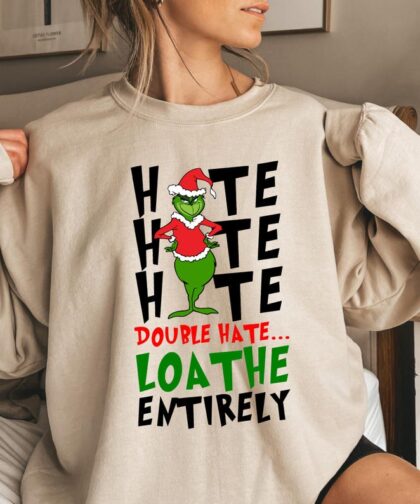 Merry Grinchmas Double Hate Exclusive Edition Hooded Sweatshirt - Vibrant Grinch Sign - Youthful Fashion Trend