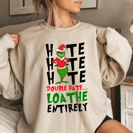 Merry Grinchmas Double Hate Exclusive Edition Hooded Sweatshirt - Vibrant Grinch Sign - Youthful Fashion Trend