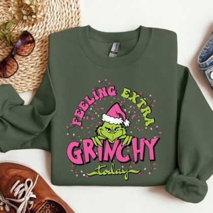 Funny Christmas sweatshirt featuring Grinch