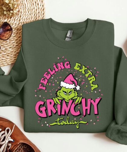 Funny Christmas sweatshirt featuring Grinch