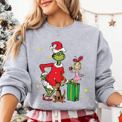 Grinch and Cindy Lou Who Grinchmas Shirt, Grinch Sweatshirt with Max the Dog Christmas gifts for her