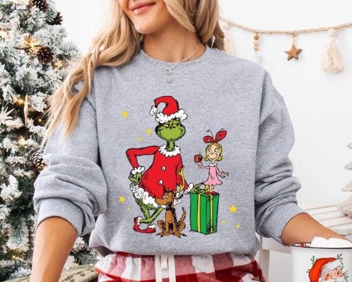 Grinch and Cindy Lou Who Grinchmas Shirt, Grinch Sweatshirt with Max the Dog Christmas gifts for her