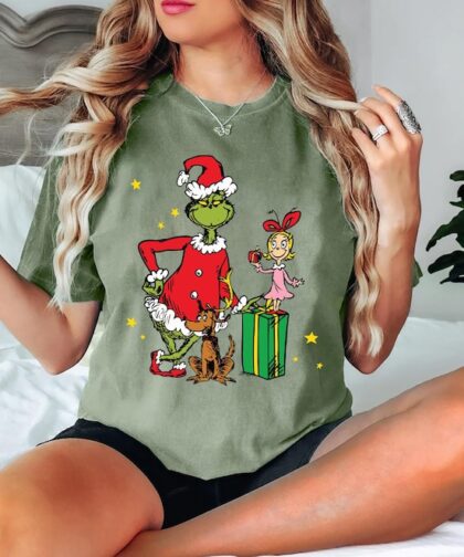 Grinch and Cindy Lou Who Grinchmas Shirt, Grinch Sweatshirt with Max the Dog Christmas gifts for her