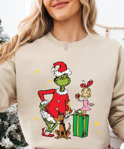 Grinch and Cindy Lou Who Grinchmas Shirt, Grinch Sweatshirt with Max the Dog Christmas gifts for her