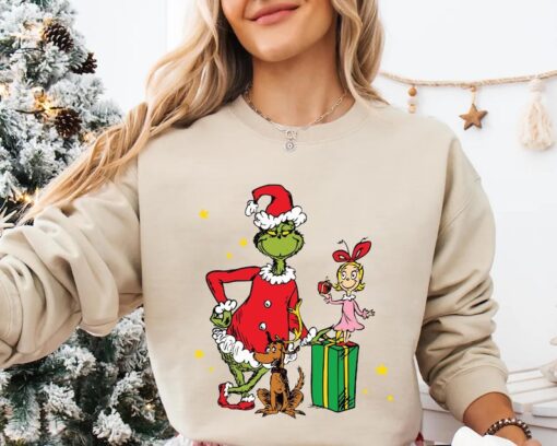 Grinch and Cindy Lou Who Grinchmas Shirt, Grinch Sweatshirt with Max the Dog Christmas gifts for her