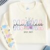 Custom Mama Princess shirt png, Mama Est with Kid Name on Sleeve Png,Personalized Mom Png, Mother's Day Png,Mama Png,Custom Mothers Day Gift