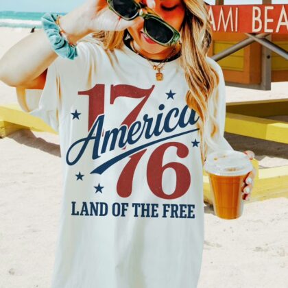 1776 America Land Of The Free Patriotic 4th of July T Shirt, Independence Day Graphic Tee, Gift For Family