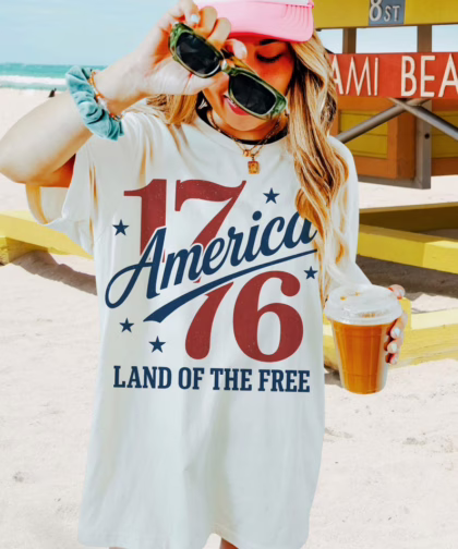1776 America Land Of The Free Patriotic 4th of July T Shirt, Independence Day Graphic Tee, Gift For Family