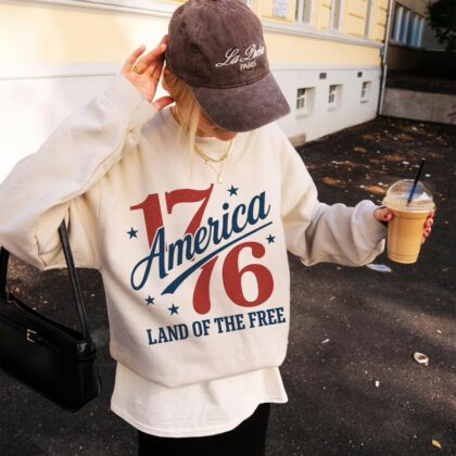 1776 America Land Of The Free Patriotic 4th of July T Shirt, Independence Day Graphic Tee, Gift For Family