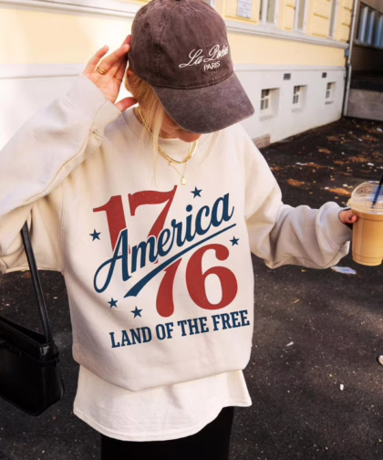 1776 America Land Of The Free Patriotic 4th of July T Shirt, Independence Day Graphic Tee, Gift For Family