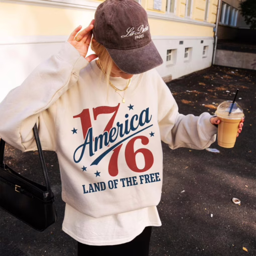 1776 America Land Of The Free Patriotic 4th of July T Shirt, Independence Day Graphic Tee, Gift For Family