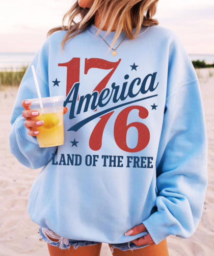1776 America Land Of The Free Patriotic 4th of July T Shirt, Independence Day Graphic Tee, Gift For Family