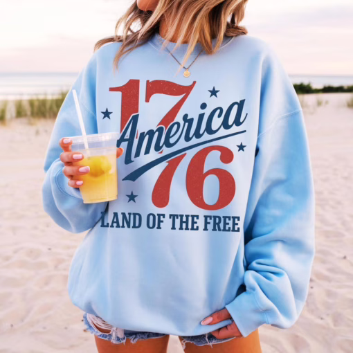 1776 America Land Of The Free Patriotic 4th of July T Shirt, Independence Day Graphic Tee, Gift For Family