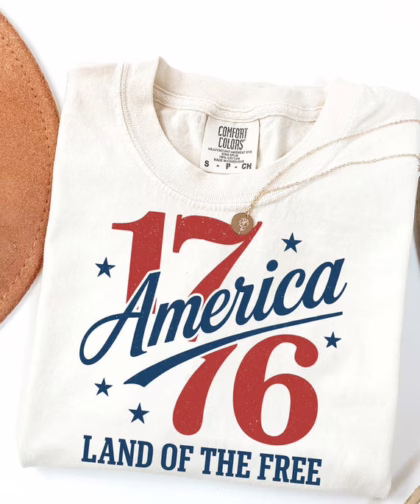 1776 America Land Of The Free Patriotic 4th of July T Shirt, Independence Day Graphic Tee, Gift For Family