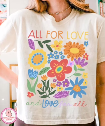 All For Love Love For All LGBT Rainbow T Shirt, Pride Month Crewneck Sweatshirt, Equality Sweatshirt, Gay Lesbian Gift