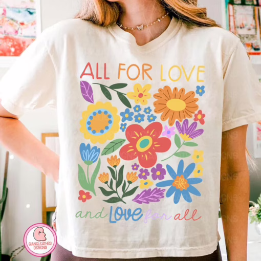 All For Love Love For All LGBT Rainbow T Shirt, Pride Month Crewneck Sweatshirt, Equality Sweatshirt, Gay Lesbian Gift
