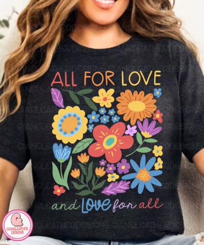 All For Love Love For All LGBT Rainbow T Shirt, Pride Month Crewneck Sweatshirt, Equality Sweatshirt, Gay Lesbian Gift