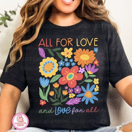 All For Love Love For All LGBT Rainbow T Shirt, Pride Month Crewneck Sweatshirt, Equality Sweatshirt, Gay Lesbian Gift