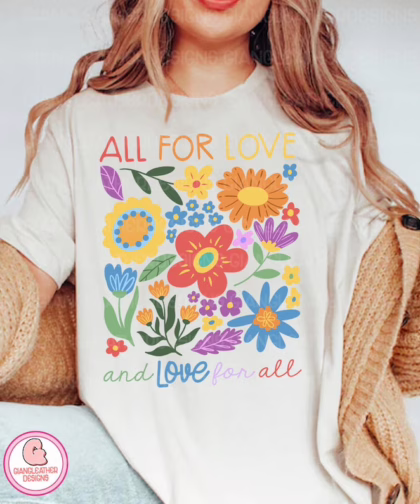 All For Love Love For All LGBT Rainbow T Shirt, Pride Month Crewneck Sweatshirt, Equality Sweatshirt, Gay Lesbian Gift