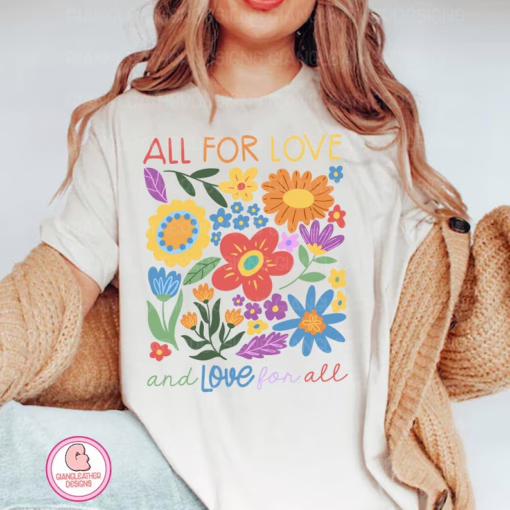 All For Love Love For All LGBT Rainbow T Shirt, Pride Month Crewneck Sweatshirt, Equality Sweatshirt, Gay Lesbian Gift