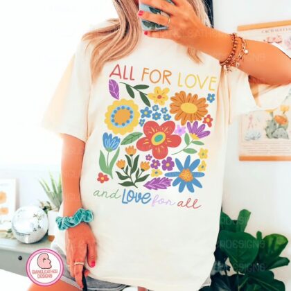 All For Love Love For All LGBT Rainbow T Shirt, Pride Month Crewneck Sweatshirt, Equality Sweatshirt, Gay Lesbian Gift