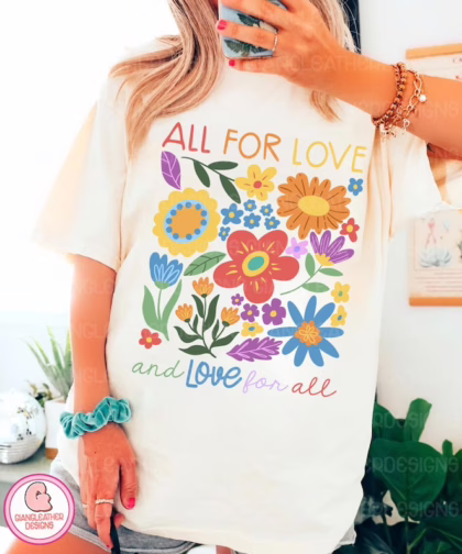 All For Love Love For All LGBT Rainbow T Shirt, Pride Month Crewneck Sweatshirt, Equality Sweatshirt, Gay Lesbian Gift