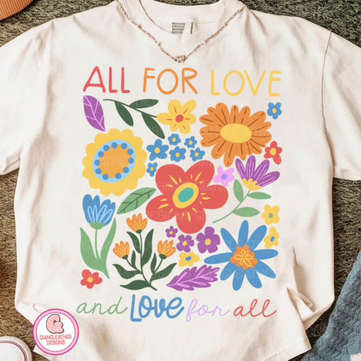 All For Love Love For All LGBT Rainbow T Shirt, Pride Month Crewneck Sweatshirt, Equality Sweatshirt, Gay Lesbian Gift