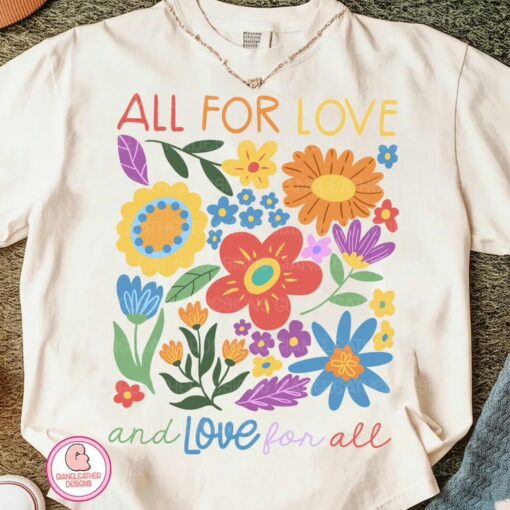 All For Love Love For All LGBT Rainbow T Shirt, Pride Month Crewneck Sweatshirt, Equality Sweatshirt, Gay Lesbian Gift