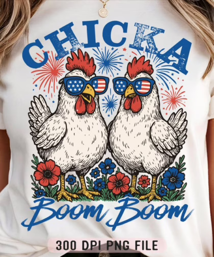 Chicka Boom Boom Patriotic Chicken 4th of July T Shirt, Fourth Of July Shirt, Funny Gift For Family