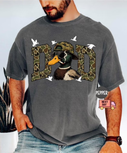 Comfort Colors® Hunting Dad T-Shirt, Duck Hunting Shirt, Mallard Duck Shirt, Daddy of Hunters, Camo Dad Shirt, Hunting Season, Daddy Shirt