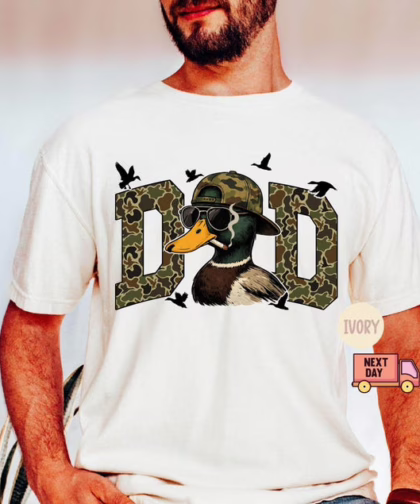 Comfort Colors® Hunting Dad T-Shirt, Duck Hunting Shirt, Mallard Duck Shirt, Daddy of Hunters, Camo Dad Shirt, Hunting Season, Daddy Shirt