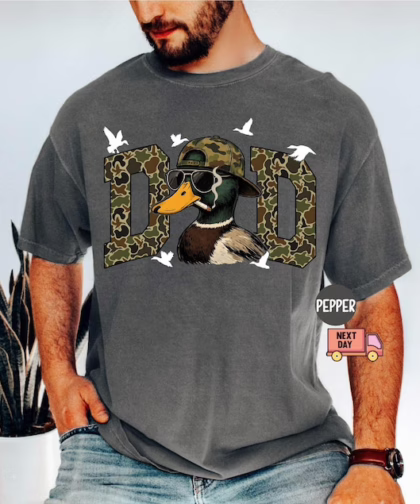 Comfort Colors® Hunting Dad T-Shirt, Duck Hunting Shirt, Mallard Duck Shirt, Daddy of Hunters, Camo Dad Shirt, Hunting Season, Daddy Shirt
