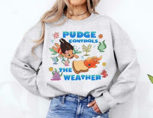 Disney Pudge Controls The Weather Stitch Shirt, Unique Disney Sweatshirt, Best Disney Gifts For Adults