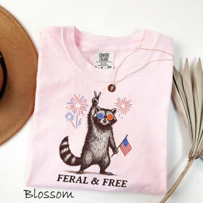 Feral But Free Raccoon 4th of July T Shirt, Patriotic Raccoon Fourth Of July Shirt, Independence Day Shirt, Gift For Family