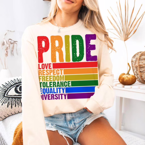 Love For All LGBT Rainbow T Shirt, Pride Month Crewneck Sweatshirt, Equality Sweatshirt, Gay Lesbian Gift