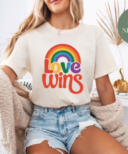 Love Wins Rainbow Pride T Shirt, Love Wins Shirt, LGBT Shirt, Equality Crewneck Sweatshirt, Gift For Gay Trans