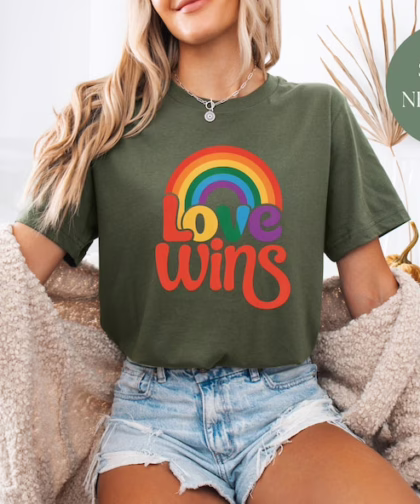 Love Wins Rainbow Pride T Shirt, Love Wins Shirt, LGBT Shirt, Equality Crewneck Sweatshirt, Gift For Gay Trans