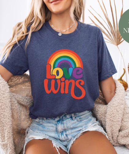 Love Wins Rainbow Pride T Shirt, Love Wins Shirt, LGBT Shirt, Equality Crewneck Sweatshirt, Gift For Gay Trans