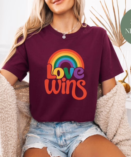 Love Wins Rainbow Pride T Shirt, Love Wins Shirt, LGBT Shirt, Equality Crewneck Sweatshirt, Gift For Gay Trans