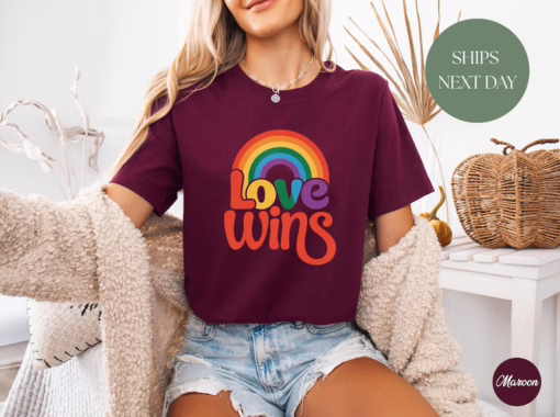Love Wins Rainbow Pride T Shirt, Love Wins Shirt, LGBT Shirt, Equality Crewneck Sweatshirt, Gift For Gay Trans